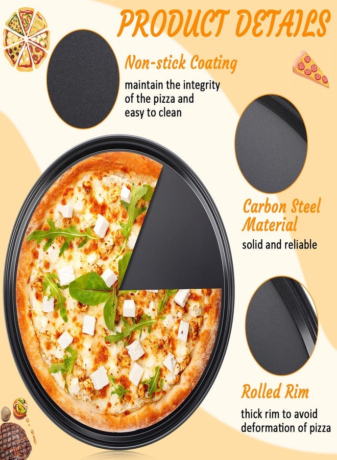 Meanplan 8 Pcs Non Stick Bakeware Pizza Pan Round Pan for Oven Carbon Steel Oven Tray Pie Baking for Home Restaurant Kitchen Baking Supplies, Black(12 Inch) - Image 3